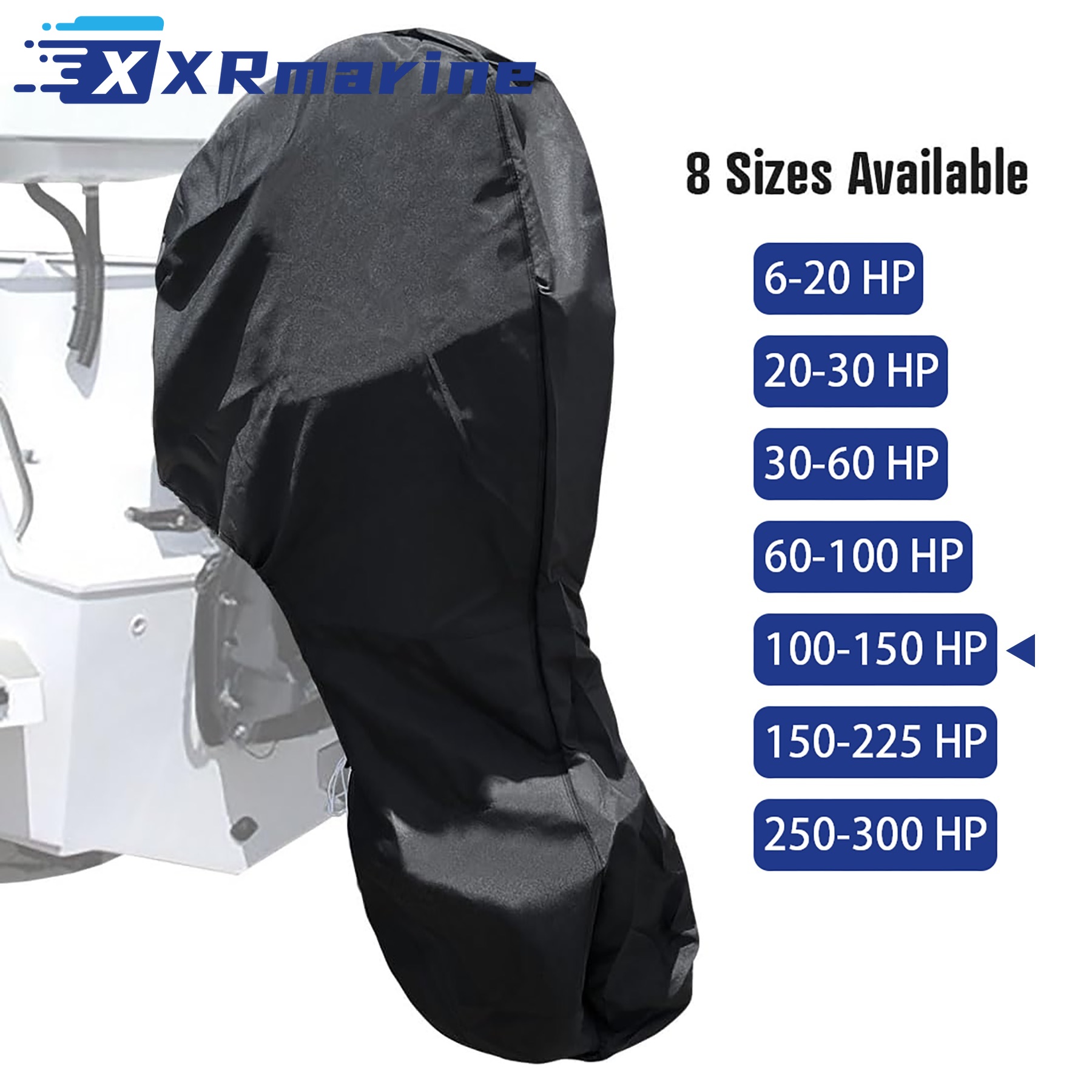 Fishing Boat Cover - Outboard Motor Engine Cover BLACK Universal