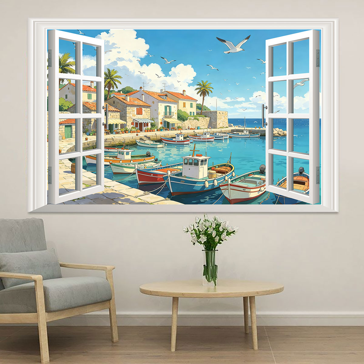 Fishing Boat Cover - PVC Self-Adhesive Window stickers for Viewing