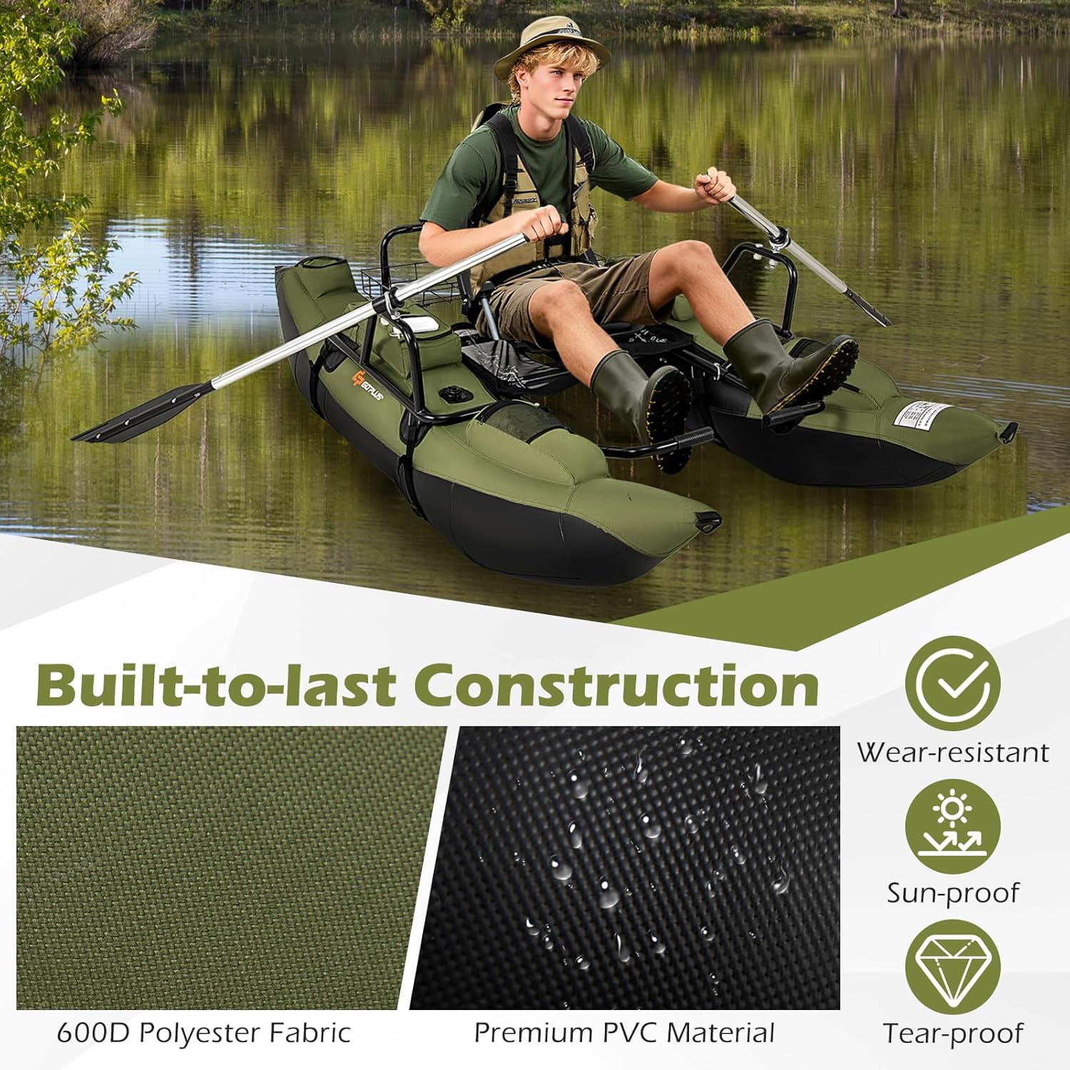 Adult Inflatable Belly Boat wi - đánh giá và giá Fishing Boat Seat