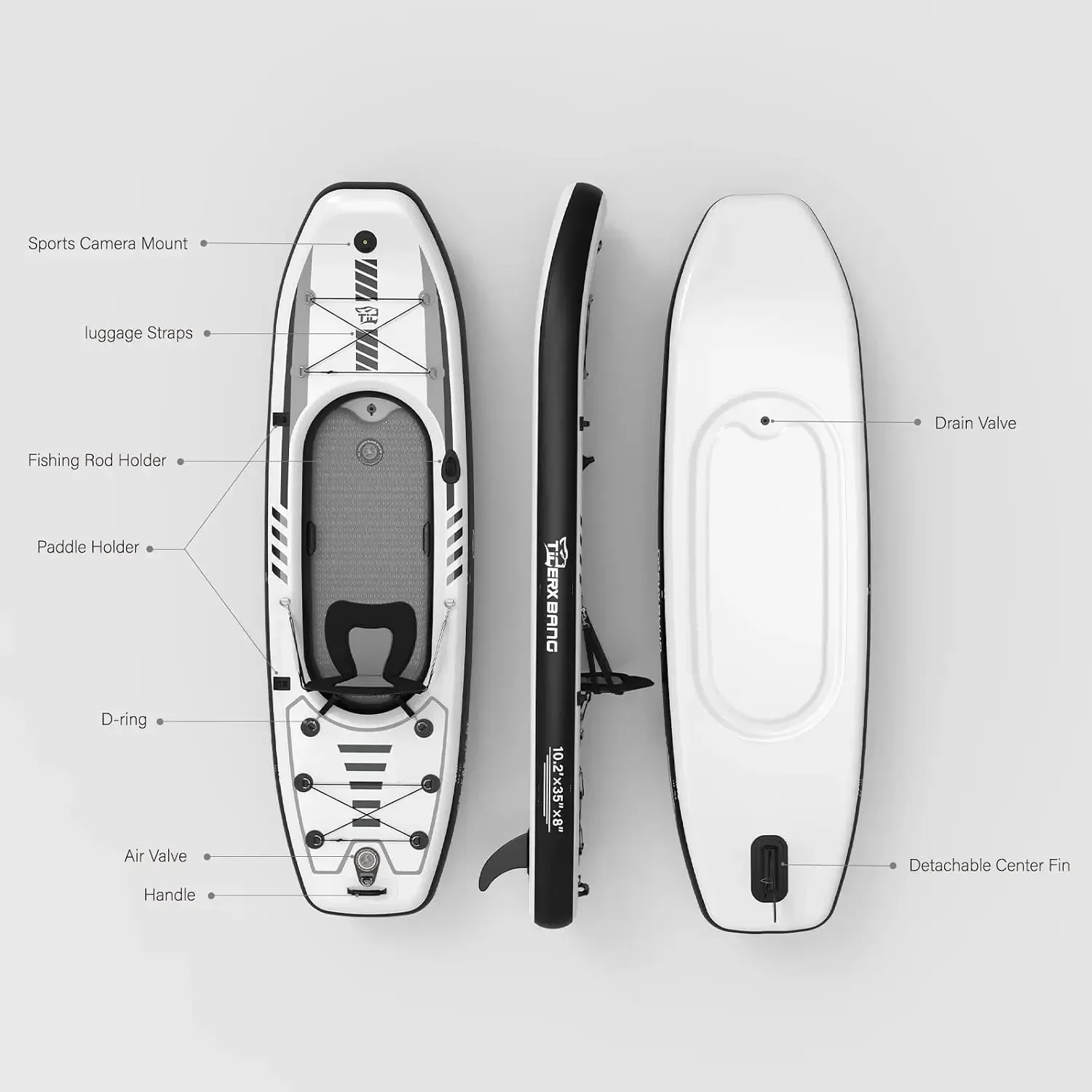 TIGERXBANG 10.2'x35''x8'' Infl - đánh giá và giá Fishing Boat Seat