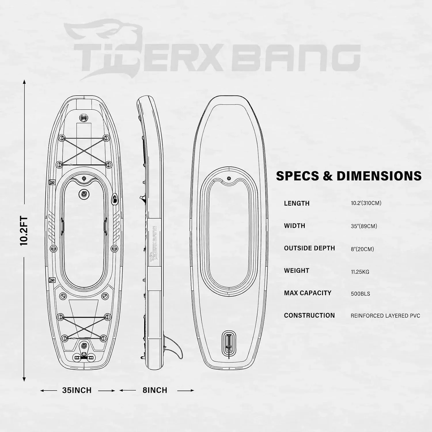 TIGERXBANG 10.2'x35''x8'' Infl - đánh giá và giá Fishing Boat Seat